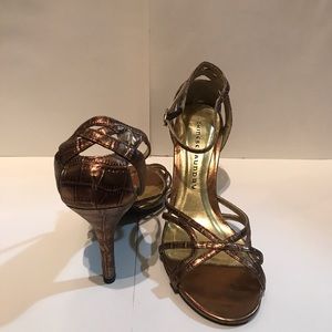 Strapy copper heels